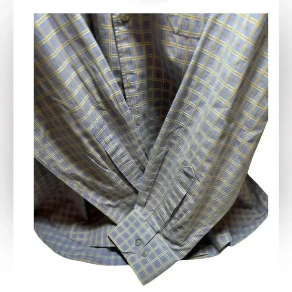 Scott Barber XL Blue Plaid Button Down Shirt  100% Cotton Summer Dress Shirt - Picture 5 of 6